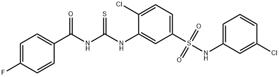 Benzamide, N-[[[2-chloro-5-[[(3-chlorophenyl)amino]sulfonyl]phenyl]amino]thioxomethyl]-4-fluoro- Struktur