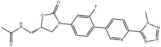 Acetamide, N-[[(5S)-3-[3-fluoro-4-[6-(1-methyl-1H-tetrazol-5-yl)-3-pyridinyl]phenyl]-2-oxo-5-oxazolidinyl]methyl]- Struktur