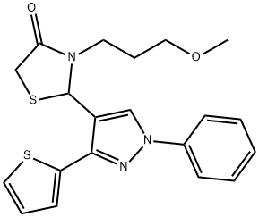 4-Thiazolidinone, 3-(3-methoxypropyl)-2-[1-phenyl-3-(2-thienyl)-1H-pyrazol-4-yl]- Struktur