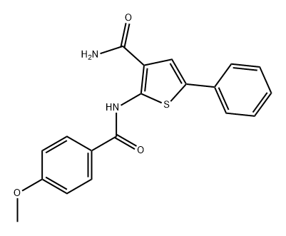 3-Thiophenecarboxamide, 2-[(4-methoxybenzoyl)amino]-5-phenyl- Struktur