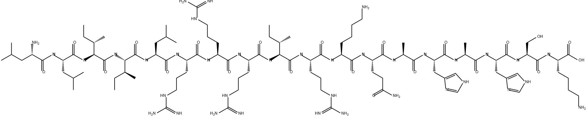 L-Lysine, L-leucyl-L-leucyl-L-isoleucyl-L-isoleucyl-L-leucyl-L-arginyl-L-arginyl-L-arginyl-L-isoleucyl-L-arginyl-L-lysyl-L-glutaminyl-L-alanyl-L-histidyl-L-alanyl-L-histidyl-L-seryl- Struktur