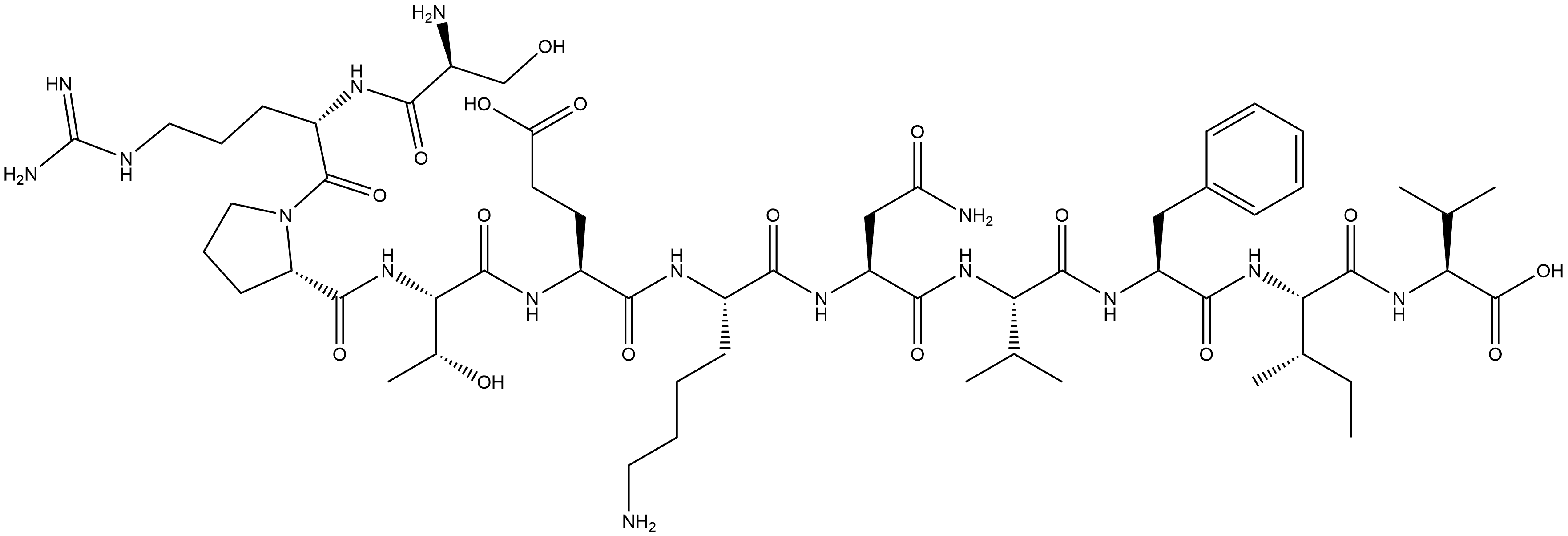 L-Valine, L-seryl-L-arginyl-L-prolyl-L-threonyl-L-α-glutamyl-L-lysyl-L-asparaginyl-L-valyl-L-phenylalanyl-L-isoleucyl- Struktur