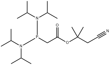 Acetic acid, 2-[bis[bis(1-methylethyl)amino]phosphino]-, 2-cyano-1,1-dimethylethyl ester Struktur