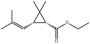 Cyclopropanecarboxylic acid, 2,2-dimethyl-3-(2-methyl-1-propen-1-yl)-, ethyl ester, (1R,3S)- Struktur