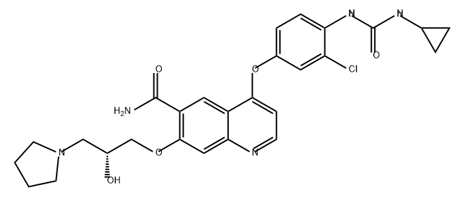 6-Quinolinecarboxamide, 4-[3-chloro-4-[[(cyclopropylamino)carbonyl]amino]phenoxy]-7-[(2R)-2-hydroxy-3-(1-pyrrolidinyl)propoxy]-|化合物 ANGIOGENESIS INHIBITOR 4