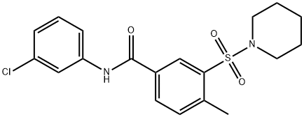 N-(3-chlorophenyl)-4-methyl-3-(1-piperidinylsulfonyl)benzamide Struktur