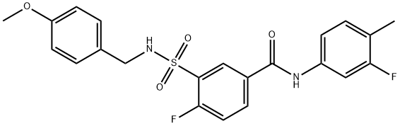 4-Fluoro-n-(3-fluoro-4-methylphenyl)-3-([(4-methoxyphenyl)methyl]sulfamoyl)benzamide Struktur