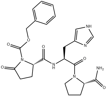 L-Prolinamide, 5-oxo-1-[(phenylmethoxy)carbonyl]-L-prolyl-L-histidyl- Struktur