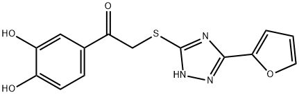 Ethanone, 1-(3,4-dihydroxyphenyl)-2-[[3-(2-furanyl)-1H-1,2,4-triazol-5-yl]thio]- Struktur