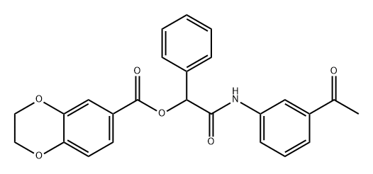 1,4-Benzodioxin-6-carboxylic acid, 2,3-dihydro-, 2-[(3-acetylphenyl)amino]-2-oxo-1-phenylethyl ester Struktur