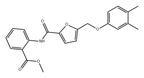 Benzoic acid, 2-[[[5-[(3,4-dimethylphenoxy)methyl]-2-furanyl]carbonyl]amino]-, methyl ester Struktur