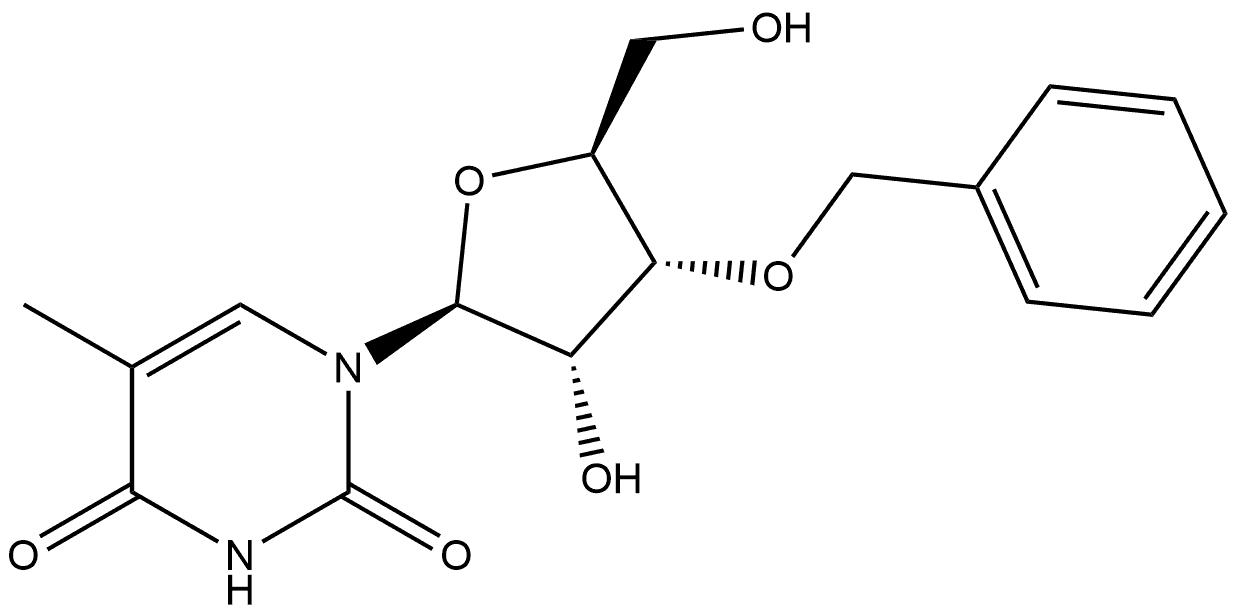 2,4(1H,3H)-Pyrimidinedione, 5-methyl-1-[3-O-(phenylmethyl)-β-L-ribofuranosyl]- Struktur