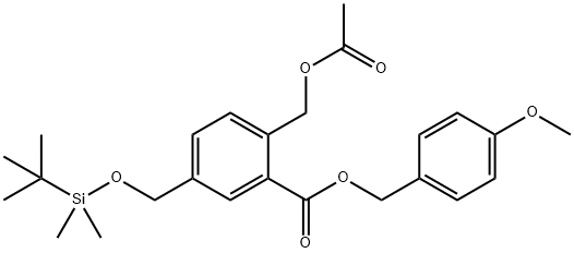 4-Methoxybenzyl 2-(acetoxymethyl)-5-(((tert-butyldimethylsilyl)oxy)methyl)benzoate Struktur