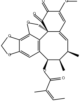 2-Butenoic acid, 2-methyl-, (6R,7R,8R,14aS)-2,6,7,8-tetrahydro-3-methoxy-6,7-dimethyl-1,2-dioxo-1H,14H-benzo[1,8]cycloocta[1,2,3-cd][1,3]dioxolo[4,5-g]benzofuran-8-yl ester, (2Z)- (9CI) Struktur