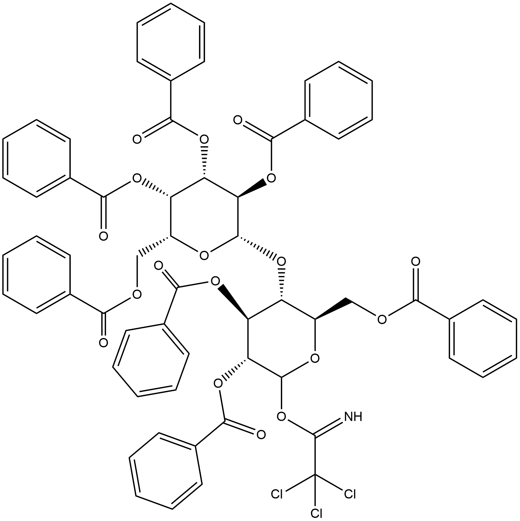 2,2',3,3',4',6,6'-Hepta-O-benzoyl-D-lactosyl trichloroacetimidate Struktur