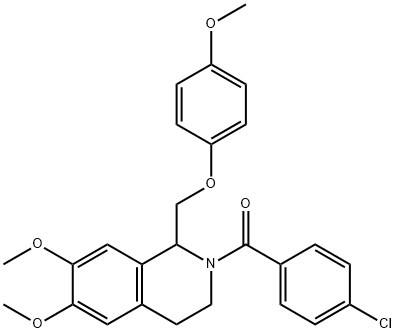 Methanone, (4-chlorophenyl)[3,4-dihydro-6,7-dimethoxy-1-[(4-methoxyphenoxy)methyl]-2(1H)-isoquinolinyl]- Struktur