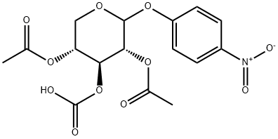 4-nitrophenyl 2,4-di-O-acetyl-3-O-carboxypentopyranoside Struktur