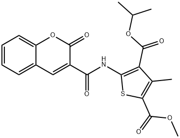 2-O-methyl 4-O-propan-2-yl 3-methyl-5-[(2-oxochromene-3-carbonyl)amino]thiophene-2,4-dicarboxylate Struktur