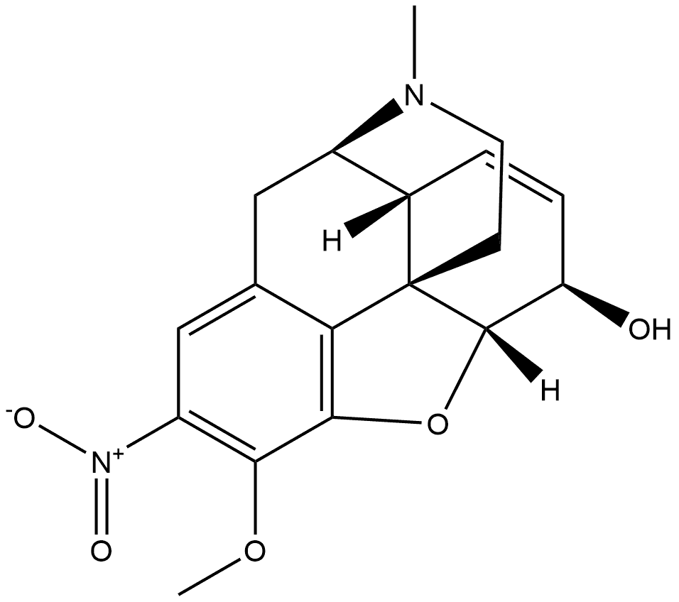 Morphinan-6-ol, 7,8-didehydro-4,5-epoxy-3-methoxy-17-methyl-2-nitro-, (5α,6α)- (9CI) Struktur