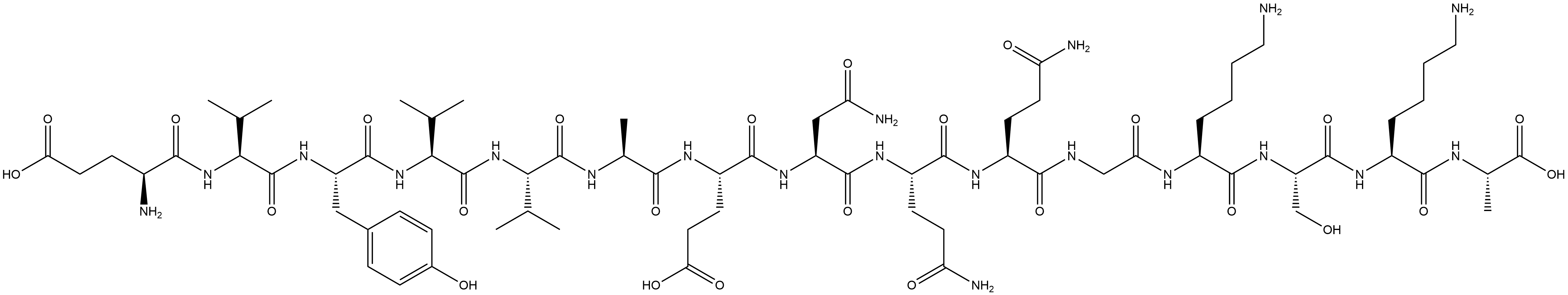 L-Alanine, L-α-glutamyl-L-valyl-L-tyrosyl-L-valyl-L-valyl-L-alanyl-L-α-glutamyl-L-asparaginyl-L-glutaminyl-L-glutaminylglycyl-L-lysyl-L-seryl-L-lysyl- Struktur