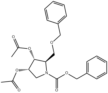 1-Pyrrolidinecarboxylic acid, 3,4-bis(acetyloxy)-2-[(phenylmethoxy)methyl]-, phenylmethyl ester, (2R,3R,4S)- Struktur