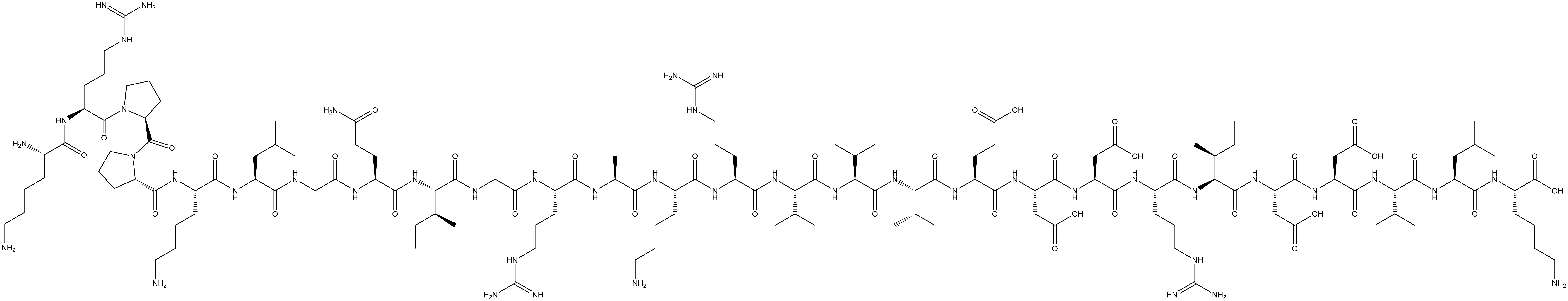 L-Lysine, L-lysyl-L-arginyl-L-prolyl-L-prolyl-L-lysyl-L-leucylglycyl-L-glutaminyl-L-isoleucylglycyl-L-arginyl-L-alanyl-L-lysyl-L-arginyl-L-valyl-L-valyl-L-isoleucyl-L-α-glutamyl-L-α-aspartyl-L-α-aspartyl-L-arginyl-L-isoleucyl-L-α-aspartyl-L-α-aspartyl-L-valyl-L-leucyl- Struktur