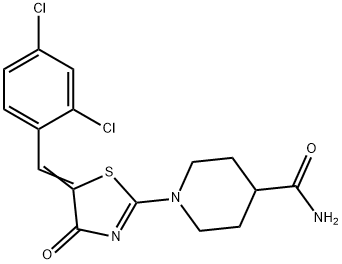 4-Piperidinecarboxamide, 1-[5-[(2,4-dichlorophenyl)methylene]-4,5-dihydro-4-oxo-2-thiazolyl]- Struktur