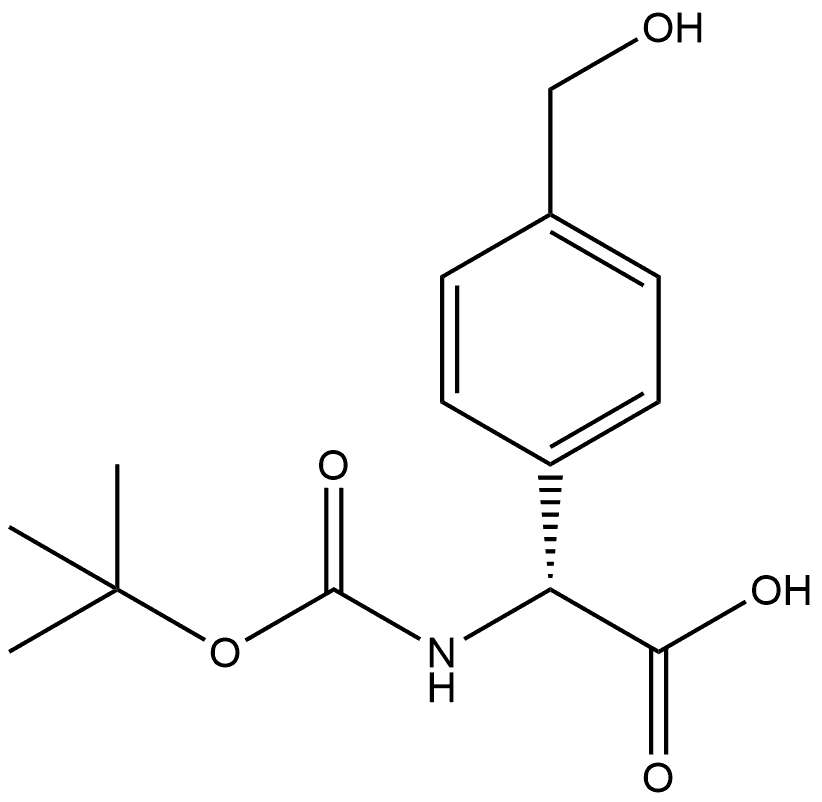 Benzeneacetic acid, α-[[(1,1-dimethylethoxy)carbonyl]amino]-4-(hydroxymethyl)-, (R)- (9CI) Struktur