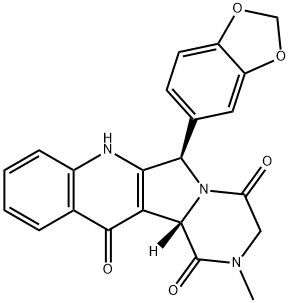 Pyrazino[1',2':1,5]pyrrolo[3,4-b]quinoline-1,4,12(6H)-trione, 6-(1,3-benzodioxol-5-yl)-2,3,7,12b-tetrahydro-2-methyl-, (6R,12bS)- Struktur