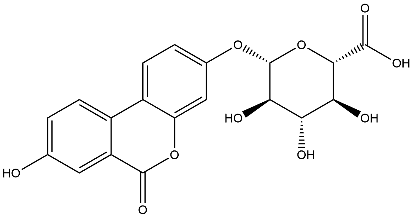 β-D-Glucopyranosiduronic acid, 8-hydroxy-6-oxo-6H-dibenzo[b,d]pyran-3-yl Struktur