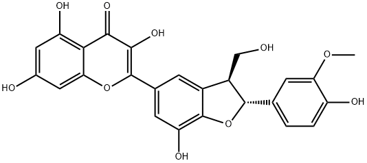 4H-1-Benzopyran-4-one, 2-[(2R,3S)-2,3-dihydro-7-hydroxy-2-(4-hydroxy-3-methoxyphenyl)-3-(hydroxymethyl)-5-benzofuranyl]-3,5,7-trihydroxy- Struktur