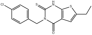 3-[(4-chlorophenyl)methyl]-6-ethyl-2-sulfanylidene-1H-thieno[2,3-d]pyrimidin-4-one Struktur