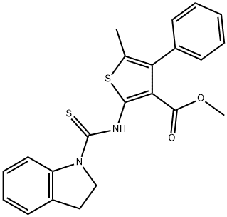 methyl 2-(indoline-1-carbothioamido)-5-methyl-4-phenylthiophene-3-carboxylate Struktur