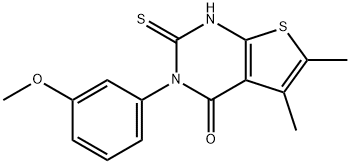 3-(3-methoxyphenyl)-5,6-dimethyl-2-sulfanylidene-1H-thieno[2,3-d]pyrimidin-4-one Struktur