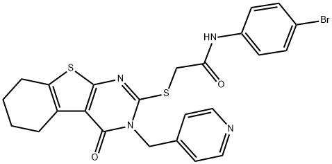 N-(4-bromophenyl)-2-[[4-oxo-3-(pyridin-4-ylmethyl)-5,6,7,8-tetrahydro-[1]benzothiolo[2,3-d]pyrimidin-2-yl]sulfanyl]acetamide Struktur