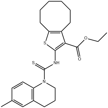 ethyl 2-(6-methyl-1,2,3,4-tetrahydroquinoline-1-carbothioamido)-4,5,6,7,8,9-hexahydrocycloocta[b]thiophene-3-carboxylate Struktur