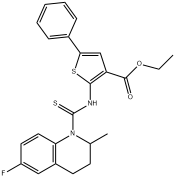 ethyl 2-(6-fluoro-2-methyl-1,2,3,4-tetrahydroquinoline-1-carbothioamido)-5-phenylthiophene-3-carboxylate Struktur