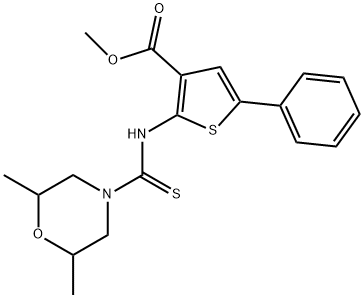 methyl 2-(2,6-dimethylmorpholine-4-carbothioamido)-5-phenylthiophene-3-carboxylate Struktur