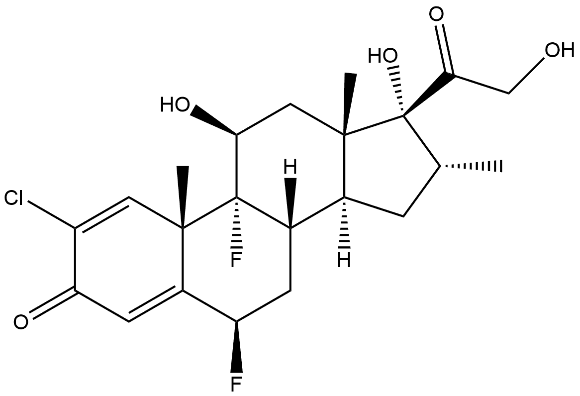 Pregna-1,4-diene-3,20-dione, 2-chloro-6,9-difluoro-11,17,21-trihydroxy-16-methyl-, (6β,11β,16α)- (9CI) Struktur