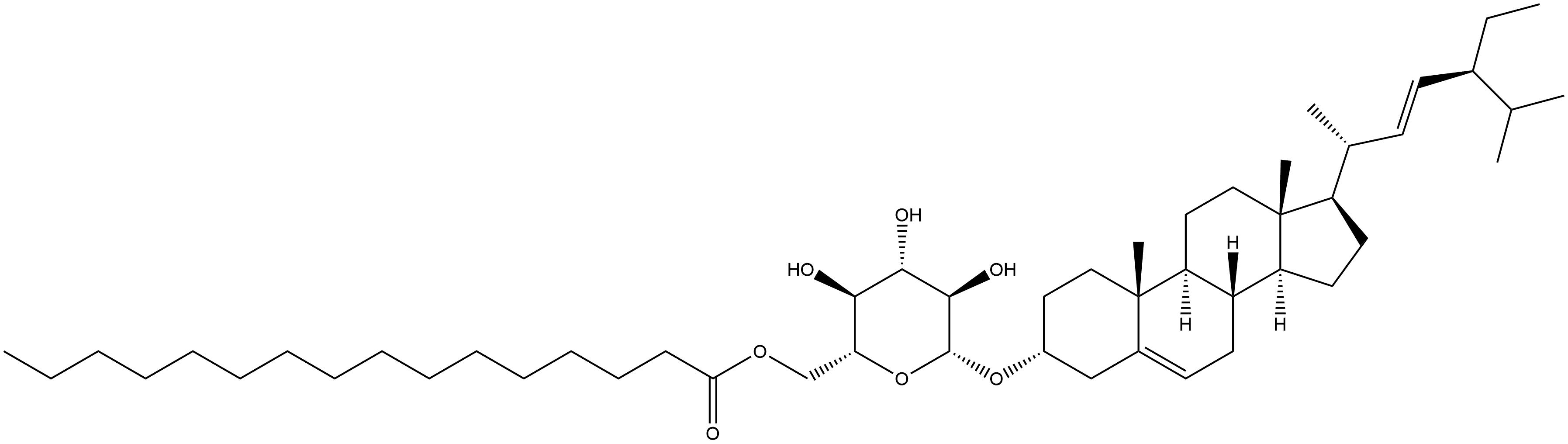 β-D-Glucopyranoside, (3β,22E)-stigmasta-5,22-dien-3-yl, 6-hexadecanoate Struktur