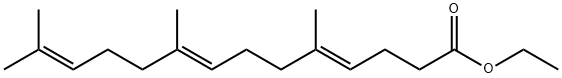 4,8,12-Tetradecatrienoic acid, 5,9,13-trimethyl-, ethyl ester, (4E,8E)- Struktur