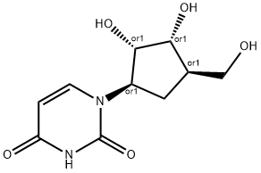 1-(-2,3-Dihydroxy-4-hydroxymethyl-cyclopentyl)-1H-pyrimidine-2,4-dione, rel-(1S,2R,3S,4S)- Struktur