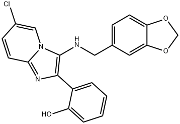 Phenol, 2-[3-[(1,3-benzodioxol-5-ylmethyl)amino]-6-chloroimidazo[1,2-a]pyridin-2-yl]- Struktur