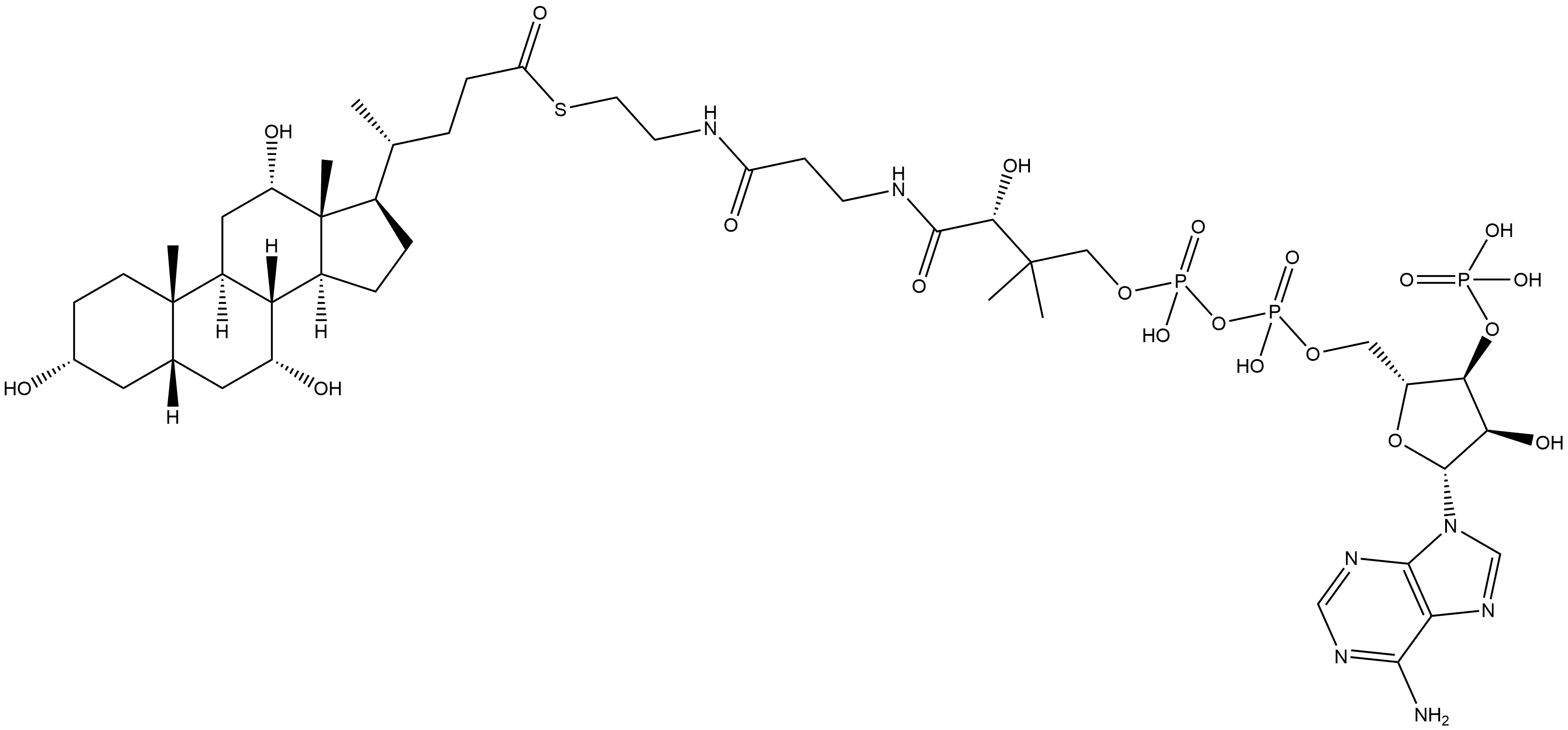 Cholane-24-thioic acid, 3,7,12-trihydroxy-, S-ester with coenzyme A, (3α,5β,7α,12α)- Struktur