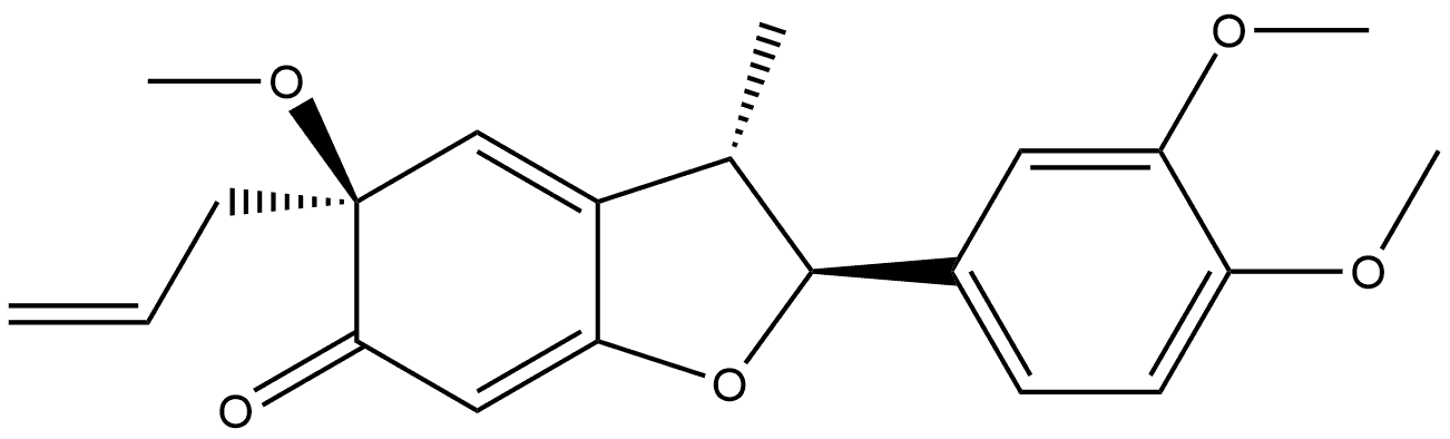 6(2H)-Benzofuranone, 2-(3,4-dimethoxyphenyl)-3,5-dihydro-5-methoxy-3-methyl-5-(2-propenyl)-, [2S-(2α,3β,5α)]- Struktur