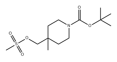 1-Piperidinecarboxylic acid, 4-methyl-4-[[(methylsulfonyl)oxy]methyl]-, 1,1-dimethylethyl ester Struktur