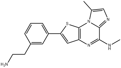 Imidazo[1,2-a]thieno[3,2-e]pyrazin-5-amine, 2-[3-(2-aminoethyl)phenyl]-N,8-dimethyl- Struktur