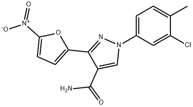 1H-Pyrazole-4-carboxamide, 1-(3-chloro-4-methylphenyl)-3-(5-nitro-2-furanyl)- Struktur