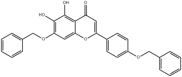 4H-1-Benzopyran-4-one, 5,6-dihydroxy-7-(phenylmethoxy)-2-[4-(phenylmethoxy)phenyl]- Struktur