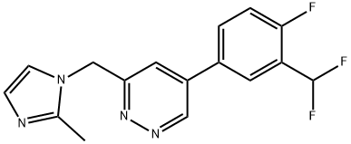 Pyridazine, 5-[3-(difluoromethyl)-4-fluorophenyl]-3-[(2-methyl-1H-imidazol-1-yl)methyl]- Struktur